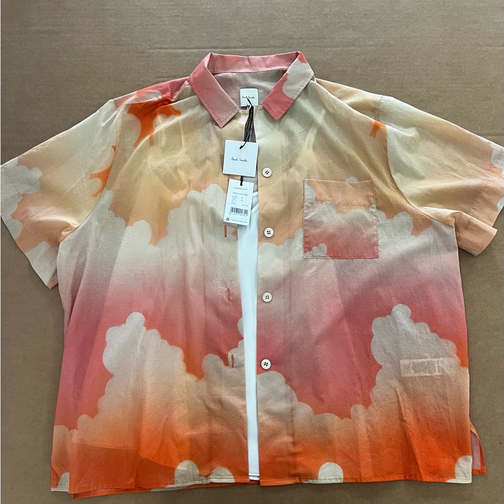 Paul Smith Women Peach Summer Clouds Boxy Shirt